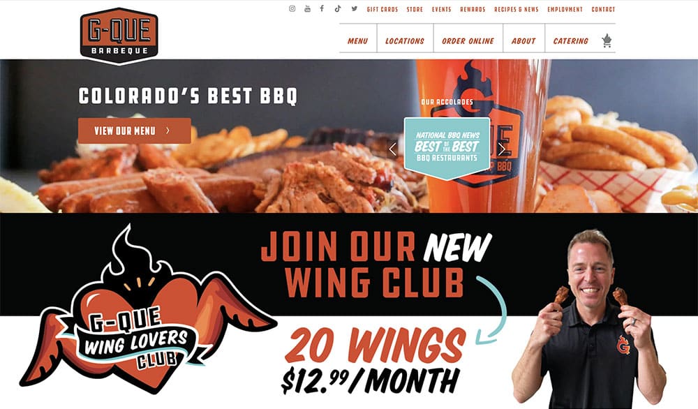 G-QUE Barbeque website home page